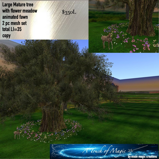 Second Life Marketplace - Large tree with meadow flowers & animated ...