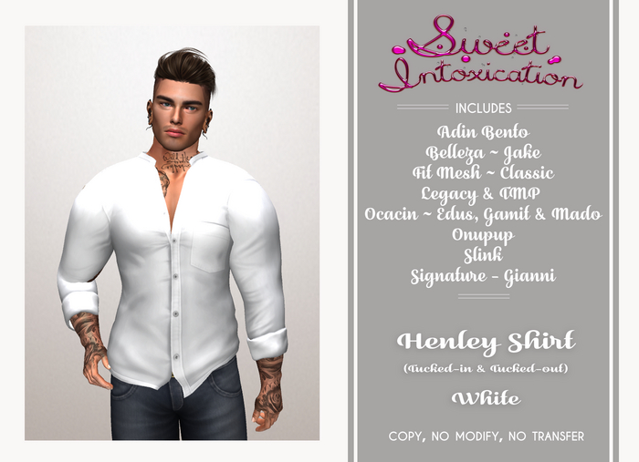 ::Sweet Intoxication:: Henley Tucked In/Out - White