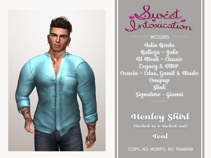 ::Sweet Intoxication:: Henley Tucked In/Out - Teal