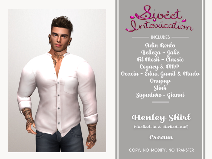 ::Sweet Intoxication:: Henley Tucked In/Out - Cream