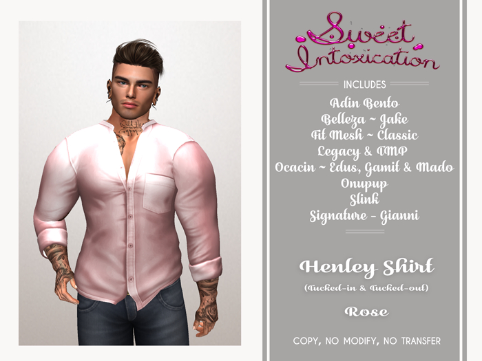 ::Sweet Intoxication:: Henley Tucked In/Out - Rose