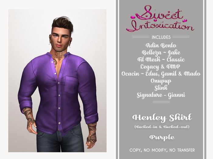 ::Sweet Intoxication:: Henley Tucked In/Out - Purple