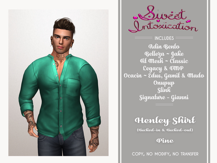 ::Sweet Intoxication:: Henley Tucked In/Out - Pine