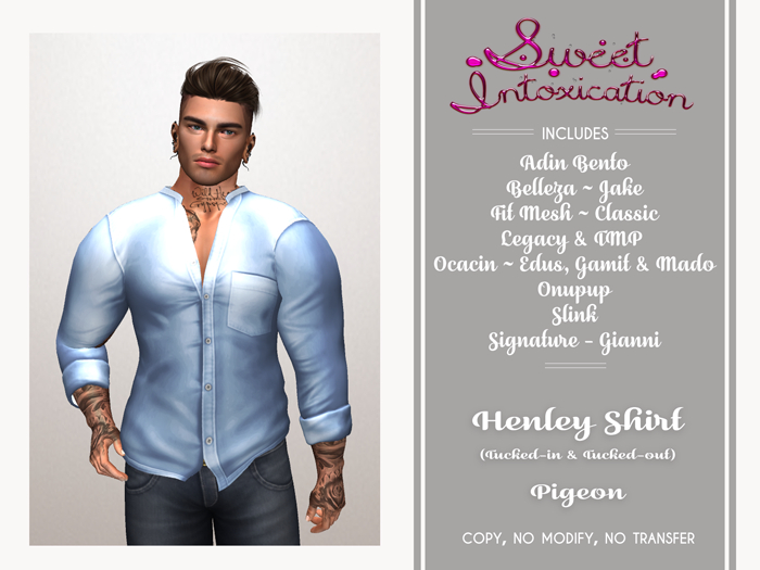 ::Sweet Intoxication:: Henley Tucked In/Out - Pigeon