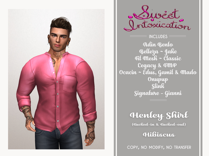 ::Sweet Intoxication:: Henley Tucked In/Out - Hibiscus
