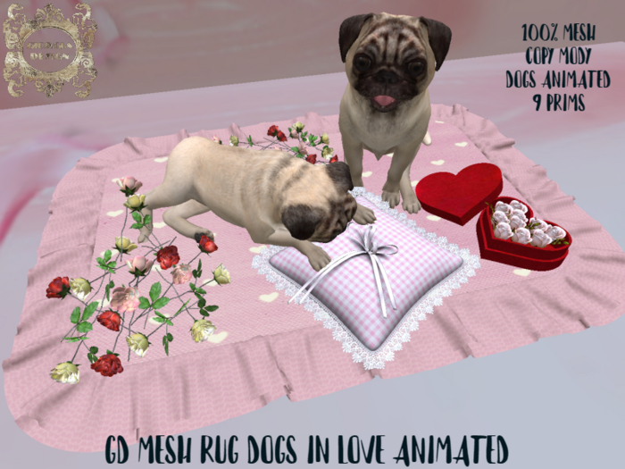 GD MESH RUG DOGS IN LOVE ANIMATED