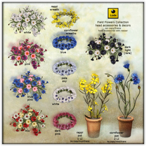 *LODE* Head Accessory - Field Flowers [blue pink]
