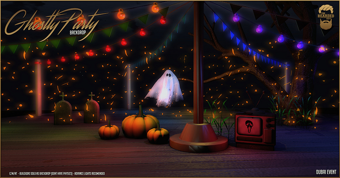 Ghostly Party Backdrop - The Bearded Guy
