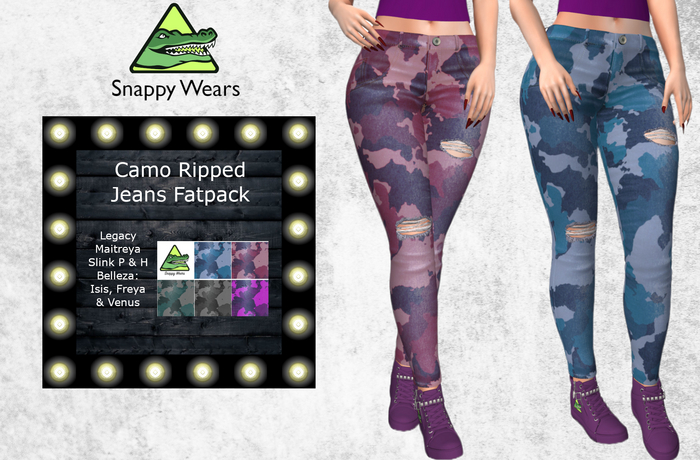 Snappy // Camo Ripped Jeans