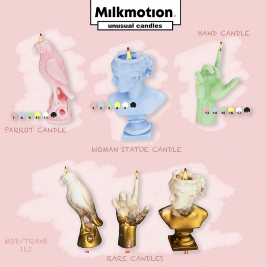 20- Milk Motion - unusual candles  - RARE