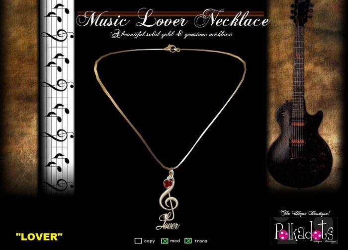 SL Music Lover Necklace - RUBY (Boxed)