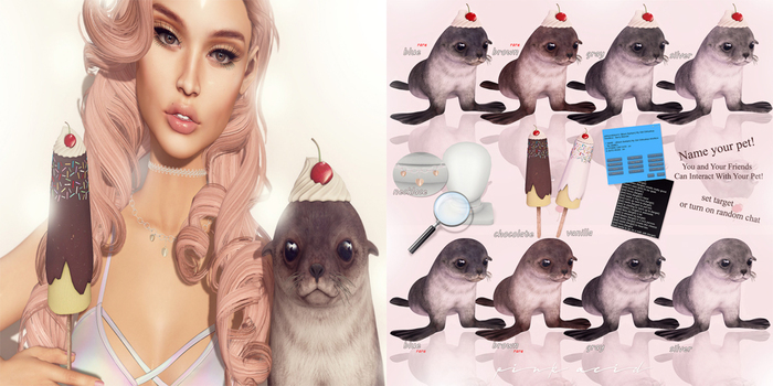 *Pink Acid Wippy Cream Baby Seal - Brown RARE