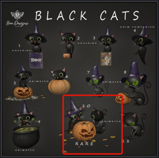 Second Life Marketplace 10 Bee Designs Black Cats RARE