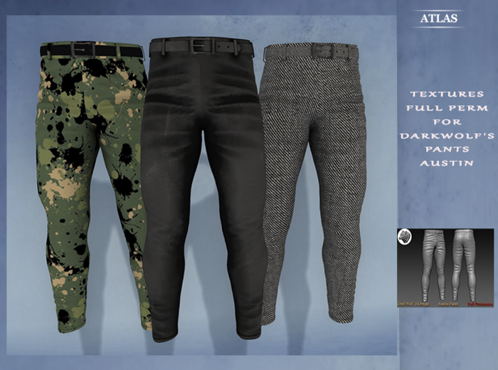 *ATLAS*Textures FULL PERM FOR DARKWOLF'S  PANTS AUSTIN 