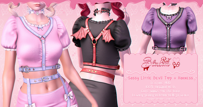 { Red Blossom } Sassy Little Devil Top { FATPACK }