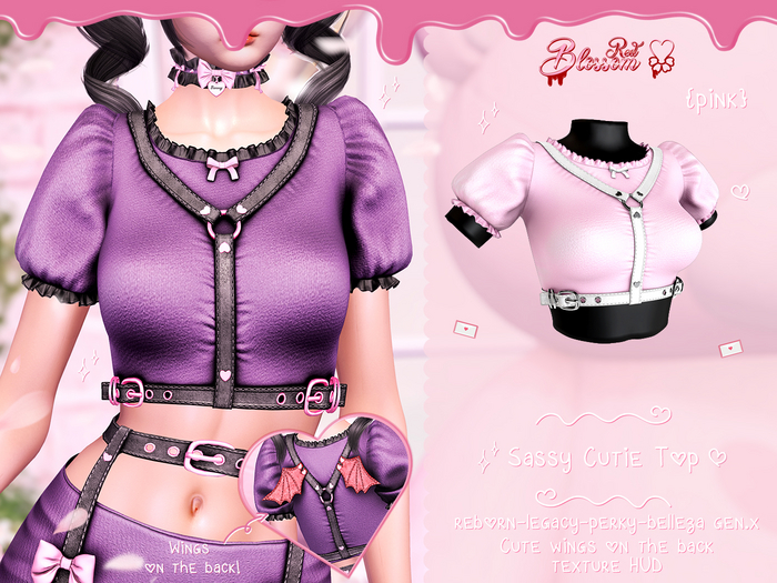 { Red Blossom } Sassy Little Devil Top { PINK }