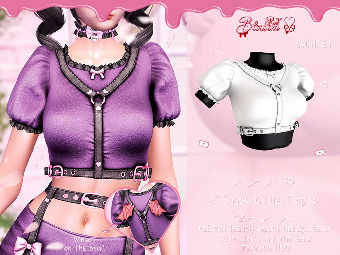 { Red Blossom } Sassy Little Devil Top { WHITE }