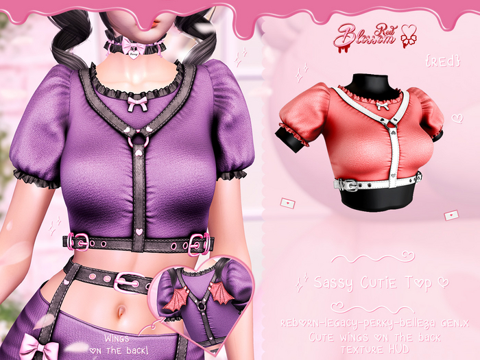 { Red Blossom } Sassy Little Devil Top { RED }