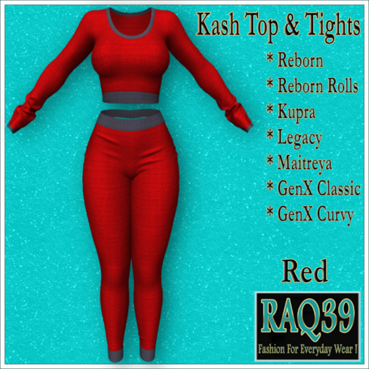 [R39] Kash Top & Tights-Red