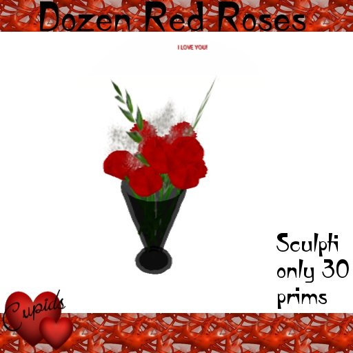 Dozen Red Roses Sculpti, black vase