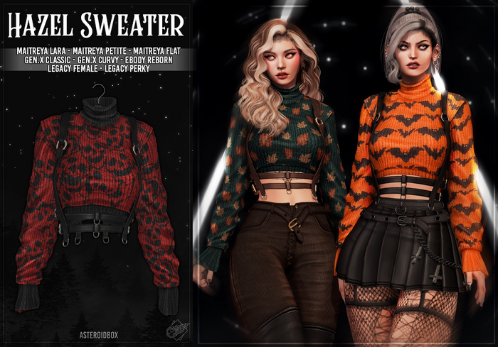 AsteroidBox. Hazel Sweater - Red Skulls