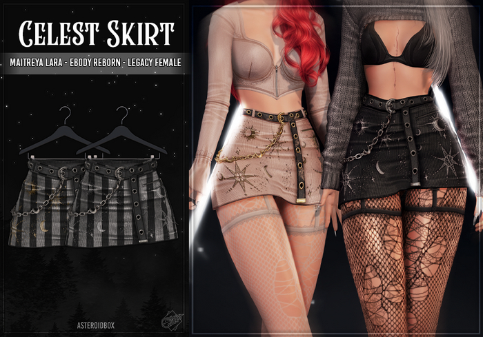 AsteroidBox. Celest Skirt - White Stripes