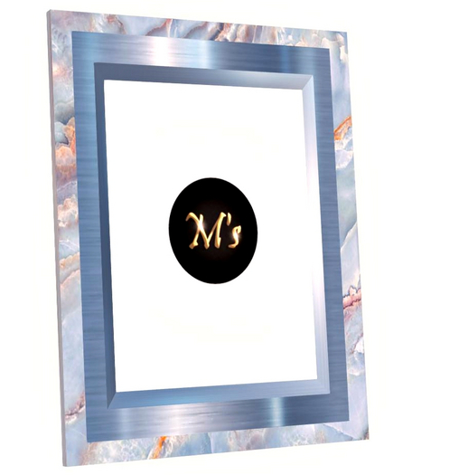 M's - Photo frame ... blue marble and metal