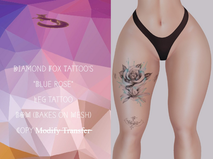 [Diamond Fox] - Blue rose tattoo