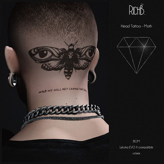 RichB. Head Tattoo - Moth