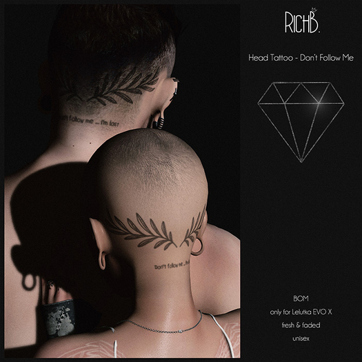 RichB. Head Tattoo - Don't follow me