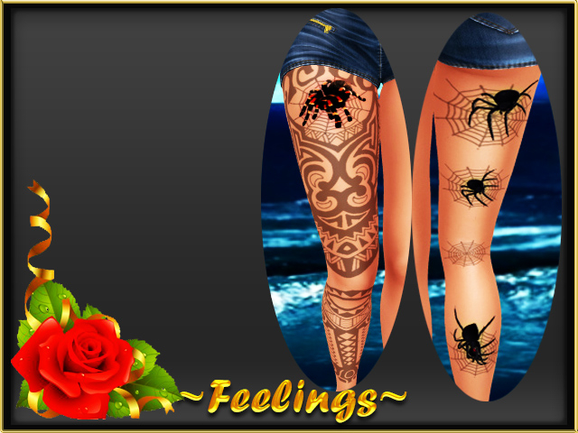 ~FEELINGS~RIGHT LEG SPIDER TATTOO