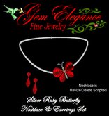 Gem Elegance Ruby Butterfly Necklace & Earring Set