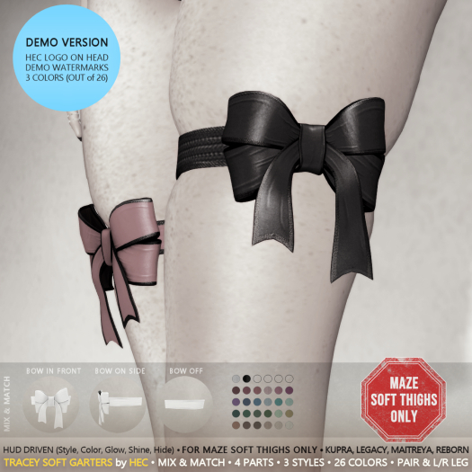 HEC DEMO - TRACEY Bow Soft Garters FS01 (Maze Soft Thighs)