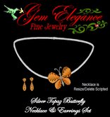 Gem Elegance Topaz Butterfly Necklace & Earrings Set