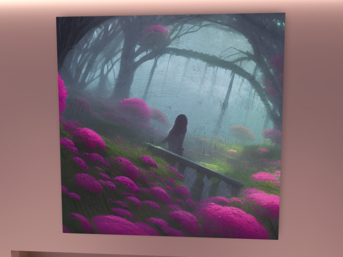 Girl on a Bench ins a Fantasy Forest   Wall Canvas
