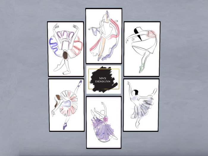 WaterColor Ballerina Sketch Bundle - MsX Designs