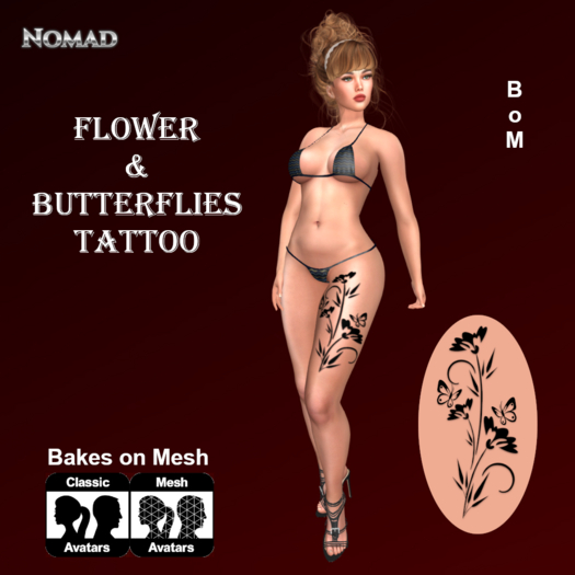 Flower & Butterflies Tattoo