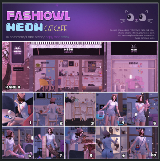 11. Fashiowl - Meow CatCafe - RARE