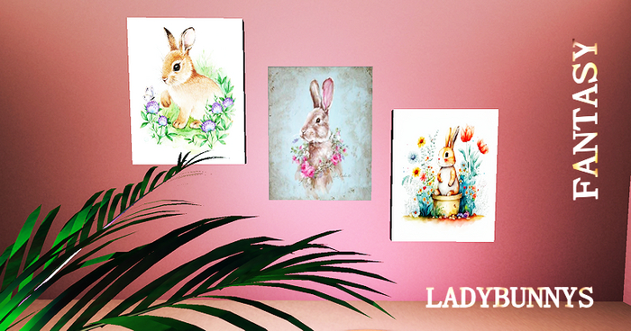Bunny Art Set -Wall Decor-full perm textures
