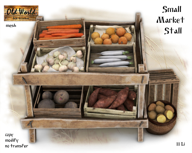 Vegetable small market stall v1 - Old World - Medieval / Rustic