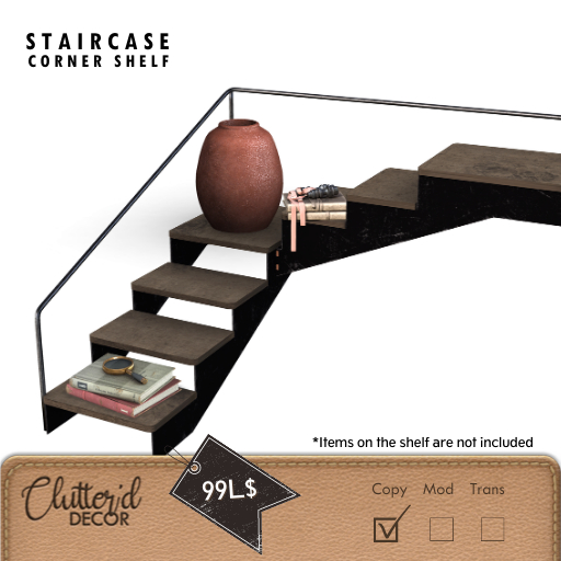 (Clutter'd) Corner Stair Shelf *NEW