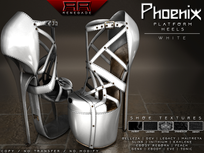 [Renegade] Phoenix Platform Heels - White