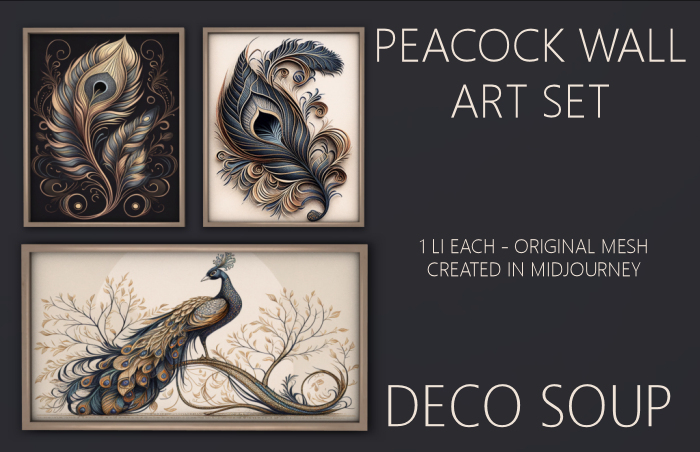 Deco Soup Peacock Wall Art Frames Set 