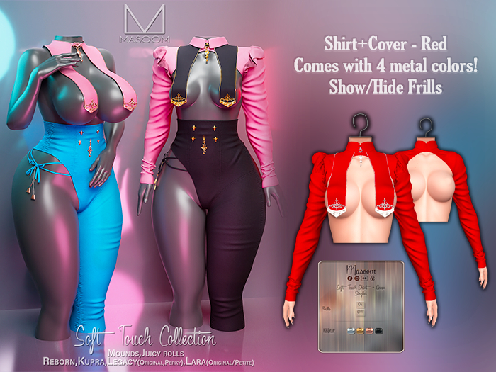 [[ Masoom ]] Soft Touch Shirt and Cover - Red 