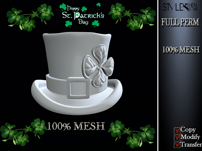 PROMO!!! STYLES -FULL PERM Saint Patrick Hat