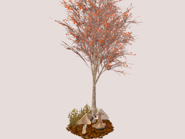 Mushrooms with Squirrel And Tree