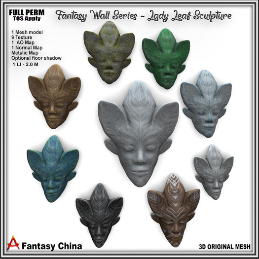 Full Perm Fantasy Wall Series - Lady Leaf Sculpture