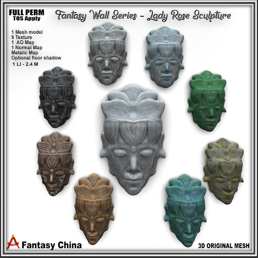 Full Perm Fantasy Wall Series - Lady Rose Sculpture