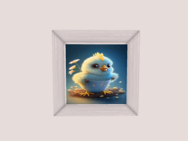 White Frame  with Cute Rooster