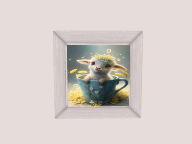 White Frame  with Cute Lamb